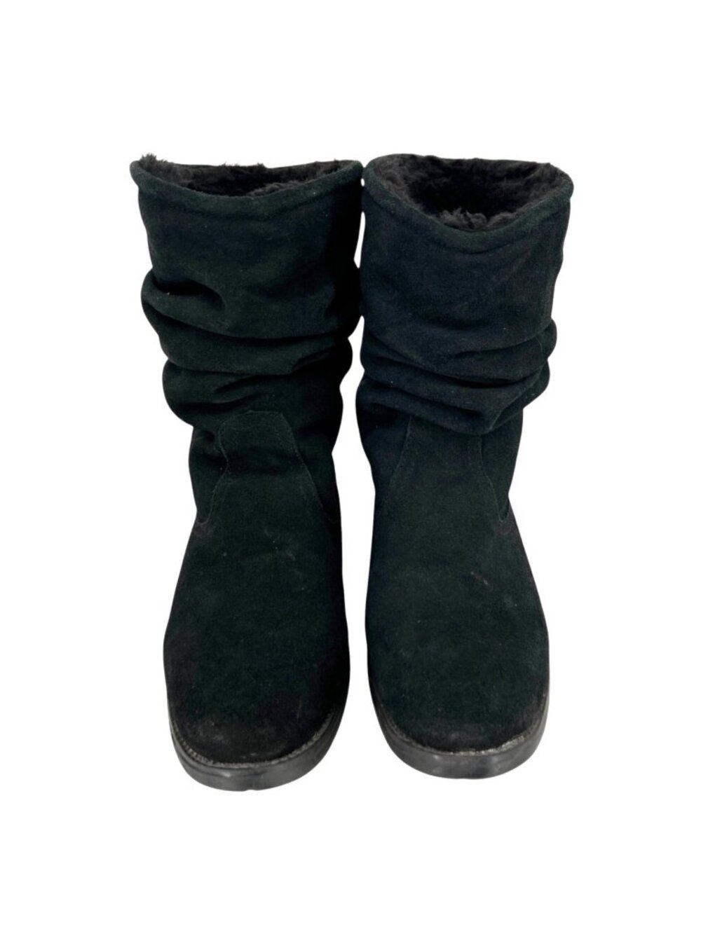 BearPaw Kassidy Black Suede Slouch Boots Shearling Lining Boho Chic Size 9